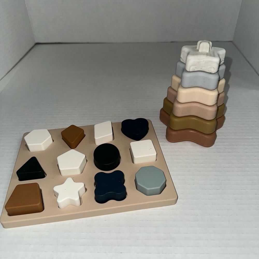 Multicolor Stacking Toy and Shape Puzzle